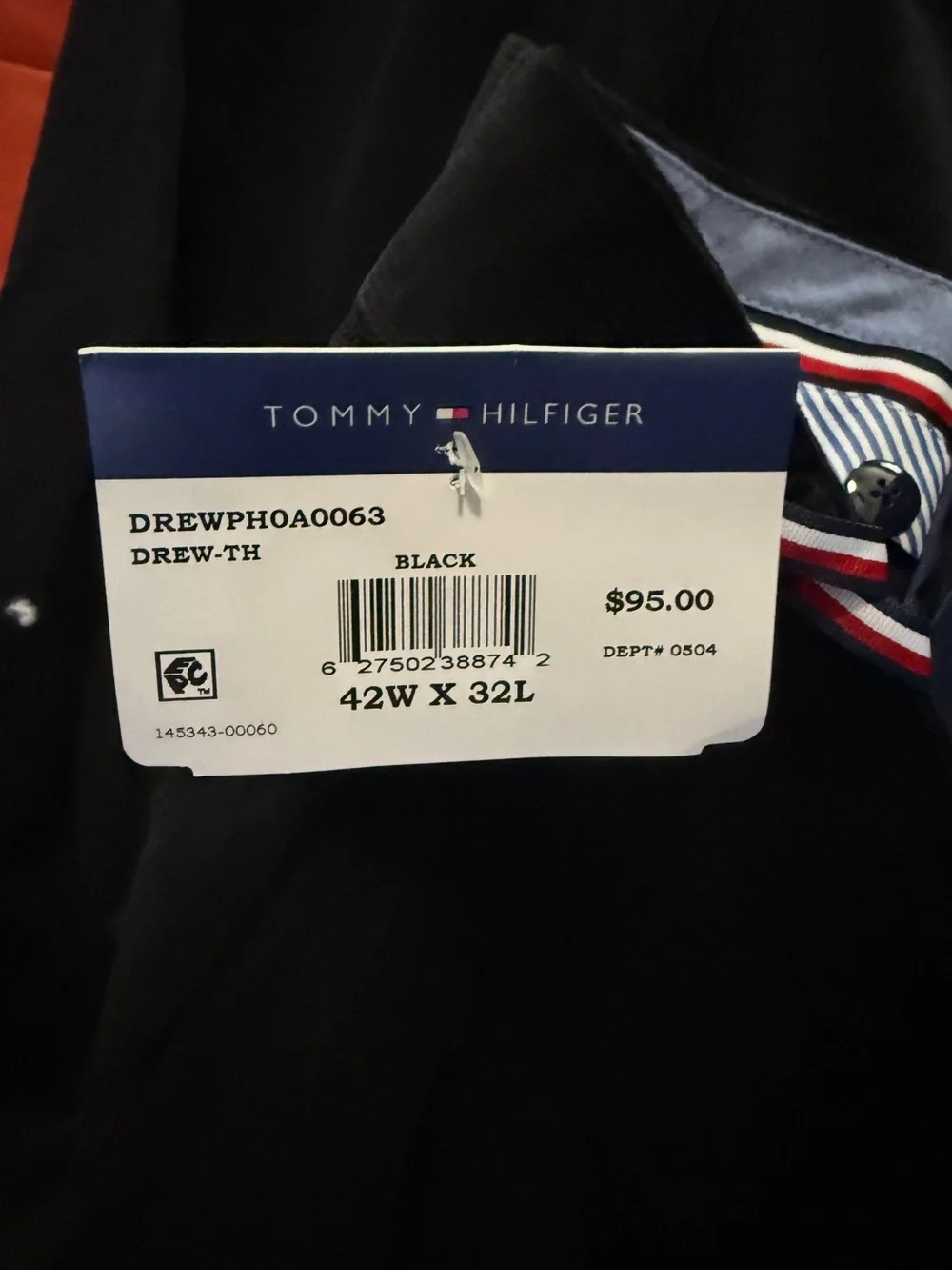 Tommy Hilfiger Men's Black Corduroy Dress Pants size 42W x 32L